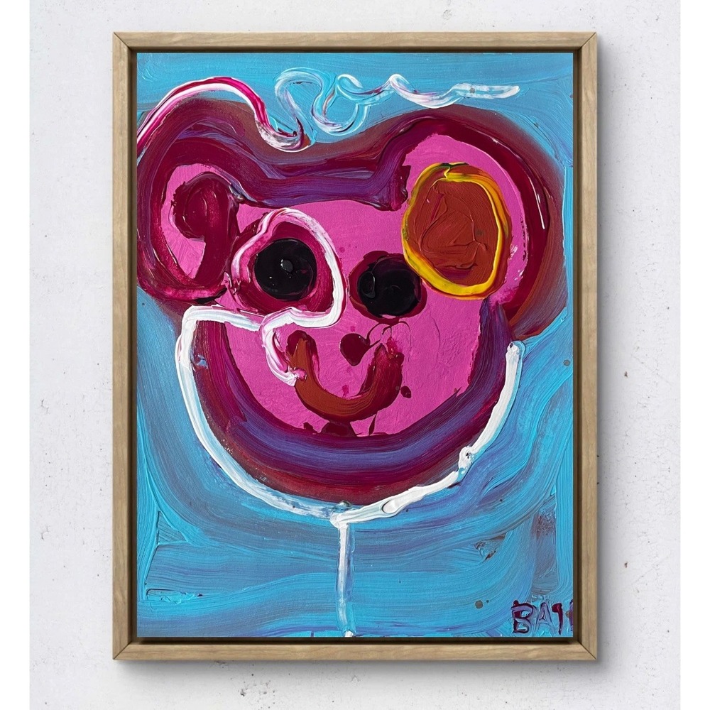 Oman Hosea Original Abstract Bear Painting 11x14 Contemporary Pop Art Wall Decor